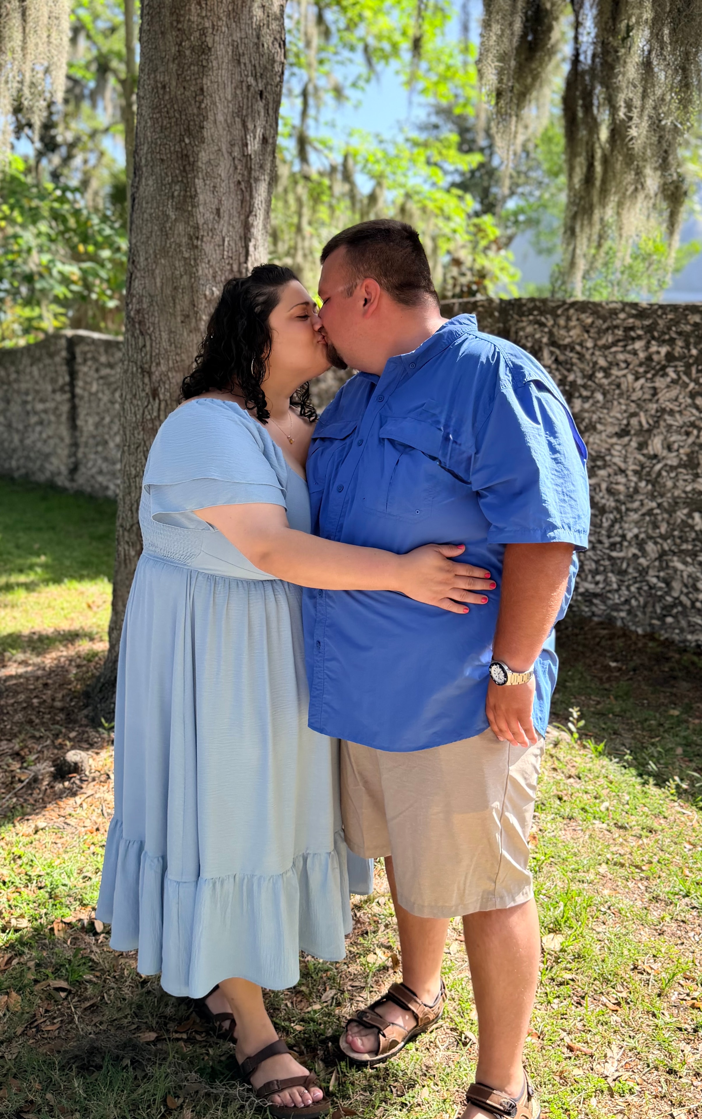 Couple enjoying a candid outdoor moment together